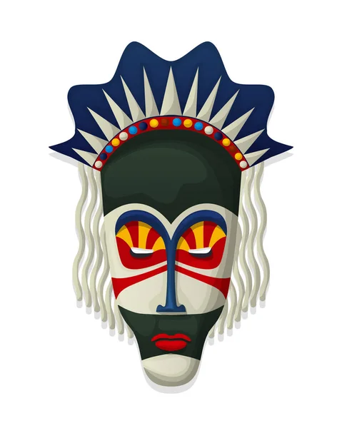 Masque Tribal Décoratif Vectoriel Objet Isolé Sur Fond Blanc — Image vectorielle