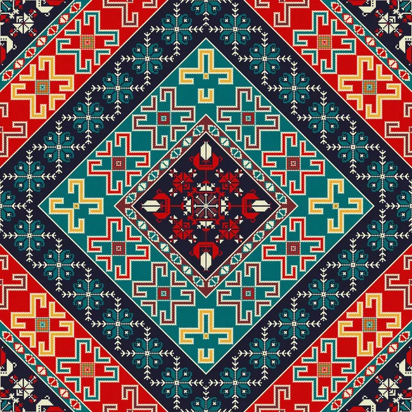 Motif Vectoriel Roumain Inspiré Broderie Traditionnelle — Image vectorielle