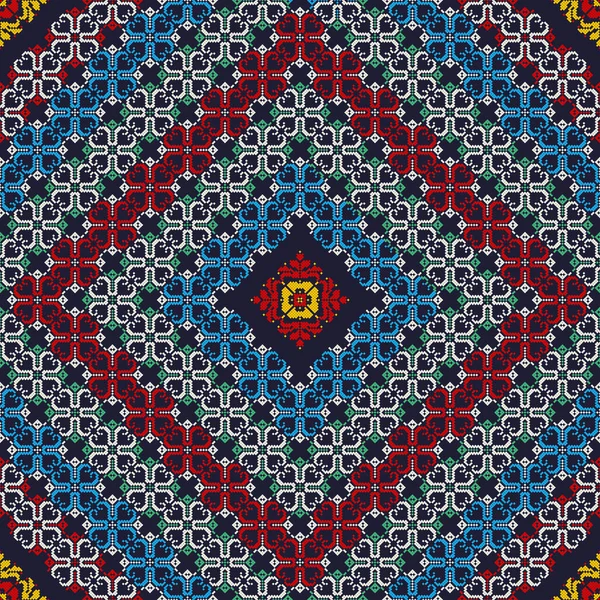 Motif Vectoriel Roumain Inspiré Broderie Traditionnelle — Image vectorielle