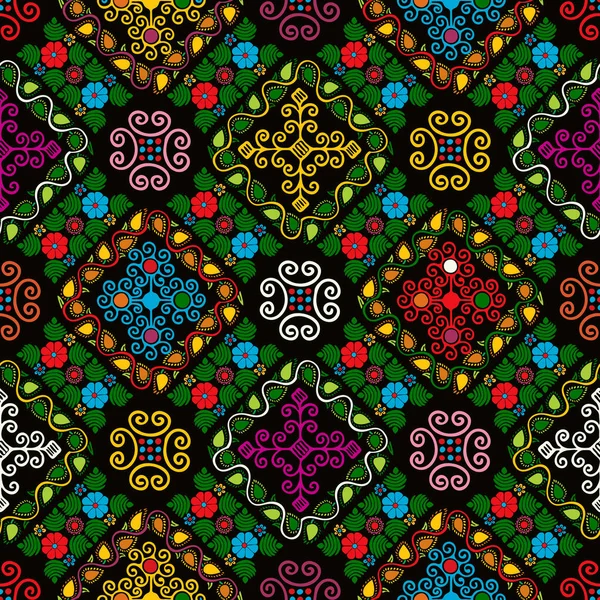 Seamless Pattern Design Inspired Traditional Hungarian Embroidery — Stock Vector