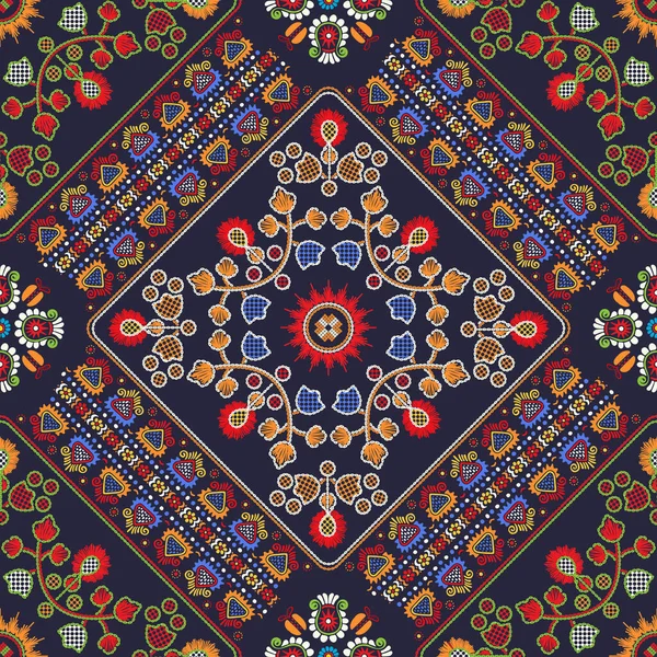 Motif Sans Couture Inspiré Broderie Traditionnelle Hongroise — Image vectorielle