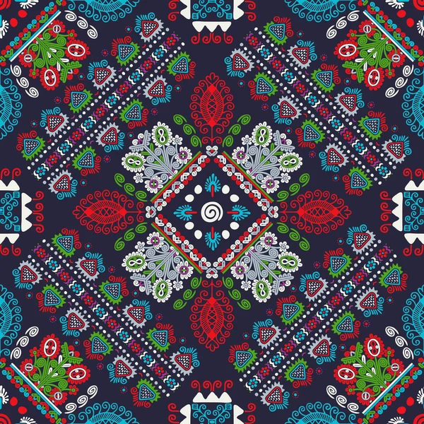 Seamless Pattern Design Inspired Traditional Hungarian Embroidery — Stock Vector