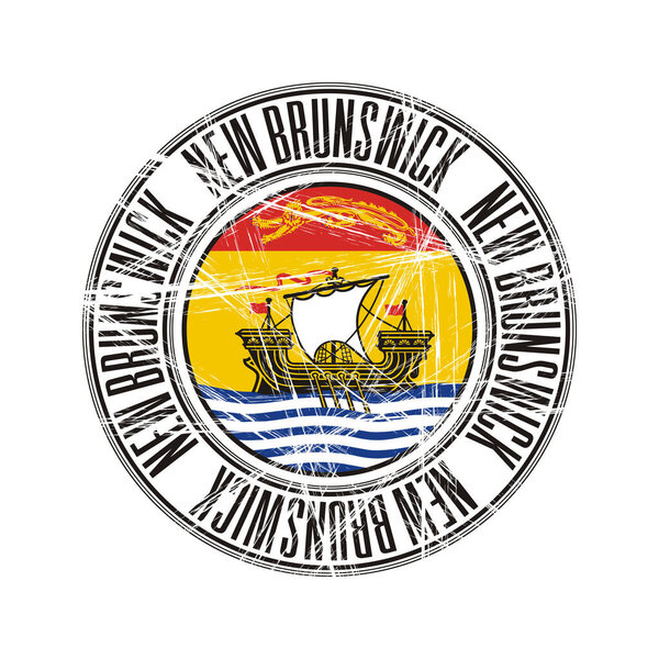 New Brunswick province, Canada. Vector postal rubber stamp over white background