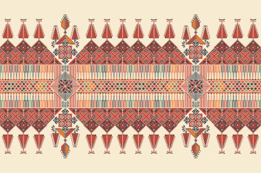 Geleneksel Tatreez nakışı yatay, pürüzsüz desen, Filistin sınırı. Yazdırma, arkaplan, şablon için ölçeklenebilir vektör tasarımı