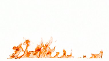 Beyaz arkaplanda yangın alevleri izole edildi.