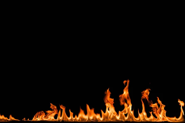 Fire flames on black background. — Stock Photo, Image