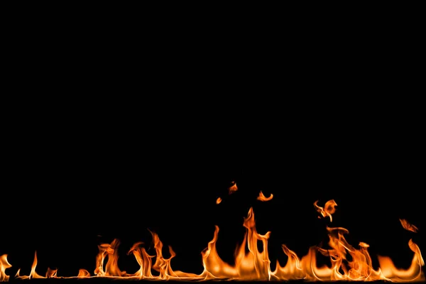 Fire flames on black background. — Stock Photo, Image