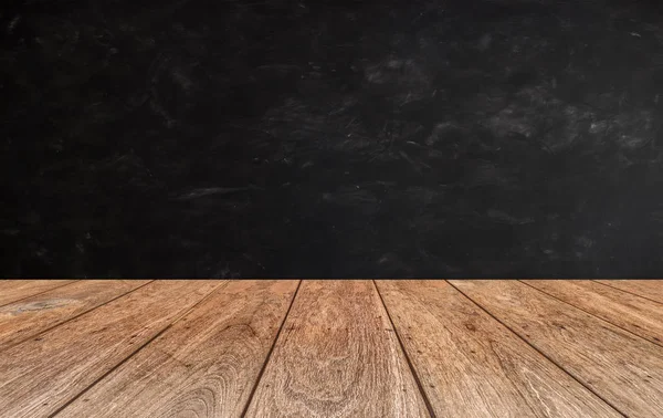 Wood top divided into 1 to 2 parts on chalkboard background - ca