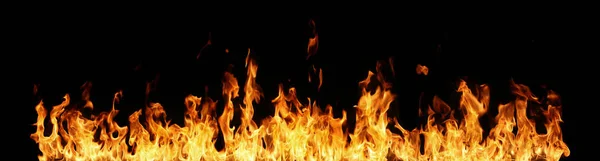 Tűz lángok fekete háttér — Stock Fotó
