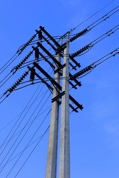High-voltage wires on the pole three phase, three-phase AC power