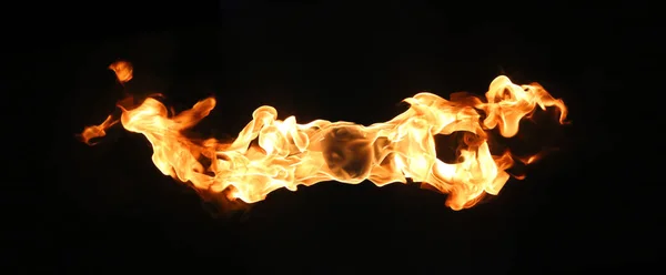 Fire flame isolated on black background — Stock Photo, Image