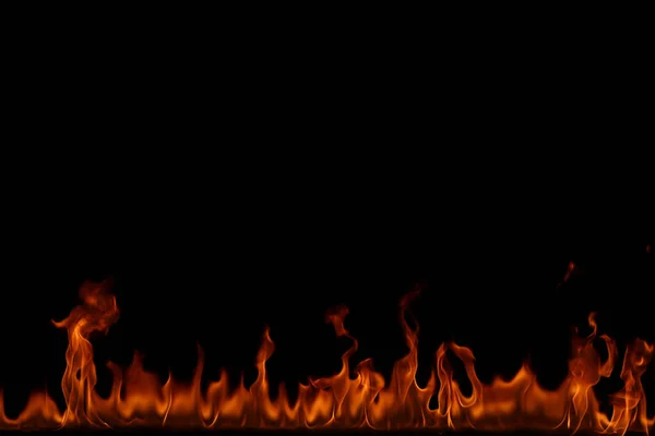 Fire flames on black background. — Stock Photo, Image