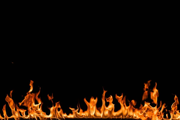 Fire flames on black background. — Stock Photo, Image