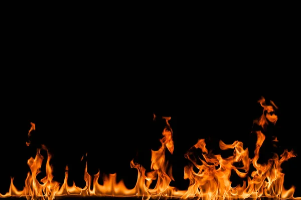 Fire flames on black background. — Stock Photo, Image