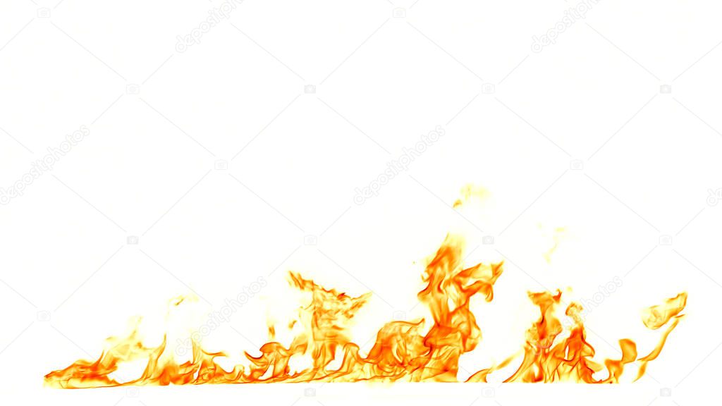 Fire flames isolated on white background.