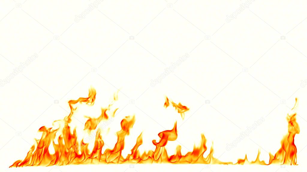 Fire flames isolated on white background.