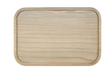 beyaz arka plan üzerinde izole ahşap plaka üst görünümü.