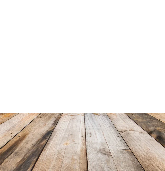 Holztischplatte auf weißem Hintergrund - kann zur Anzeige verwendet werden oder — Stockfoto