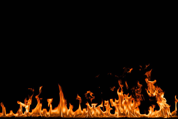 Fire flames on black background.