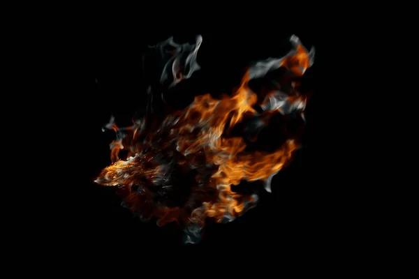 Flame and smoke on a black background. — Stock Photo, Image