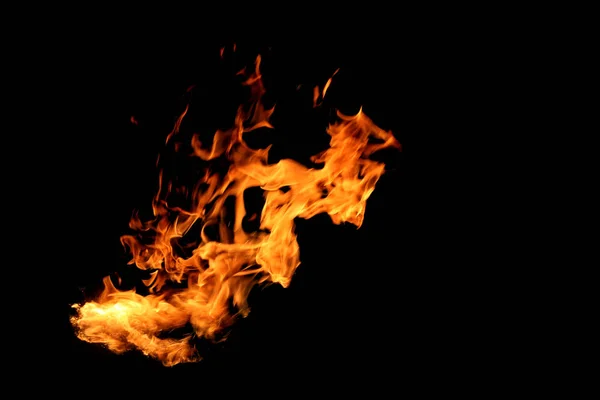 Fire flames on black background. — Stock Photo, Image