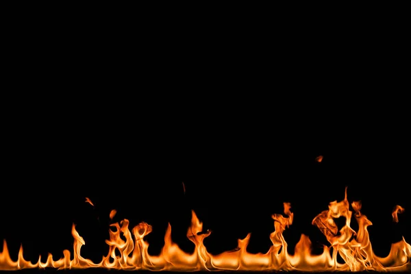 Fire flames on black background. — Stock Photo, Image