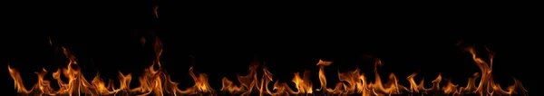 Fire flames on black background — Stock Photo, Image