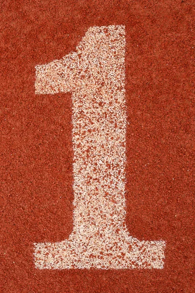 Number 1 on rubber flooring for running athletics, background