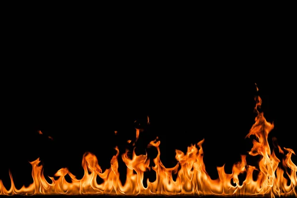 Fire flames on black background. — Stock Photo, Image