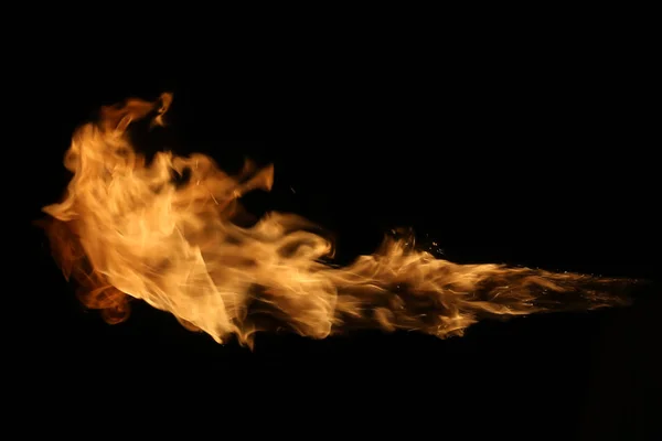 Fire flames on black background. — Stock Photo, Image