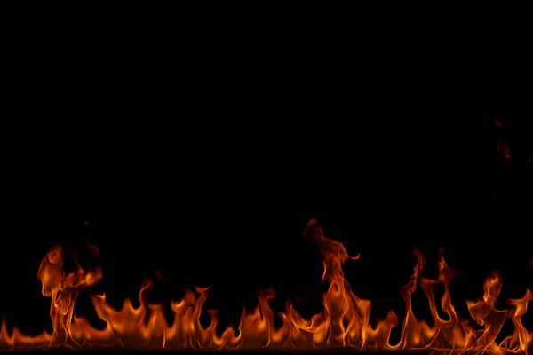 Fire flames on black background. — Stock Photo, Image