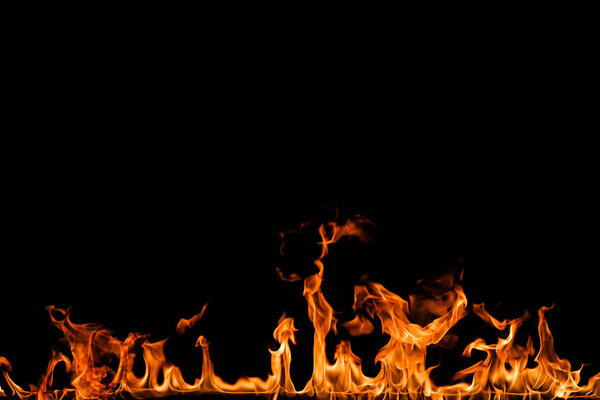 Fire flames on black background.
