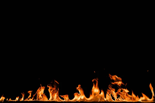 Fire flames on black background. — Stock Photo, Image