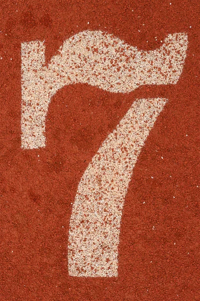 Number 7 on rubber flooring for running athletics, background