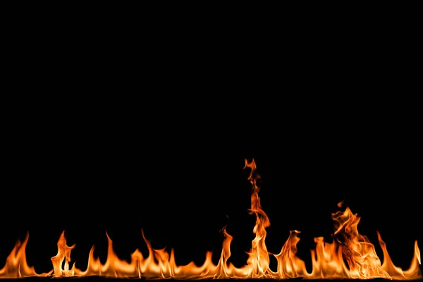 Fire flames on black background. — Stock Photo, Image