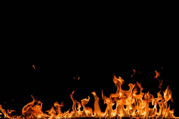 Fire flames on black background. — Stock Photo, Image