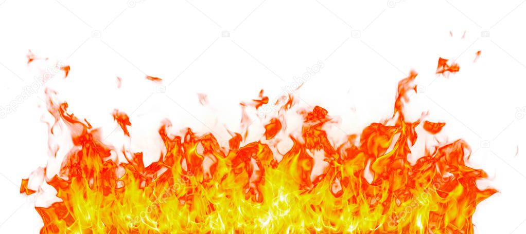 Fire flames isolated on white background.