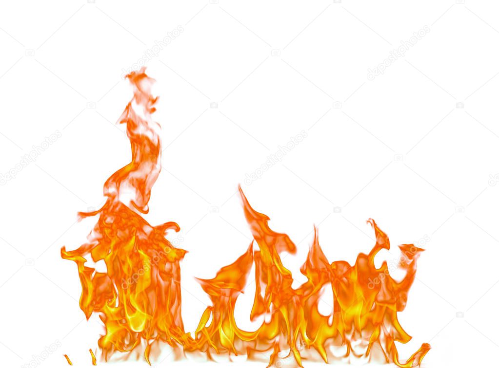 Fire flames isolated on white background.