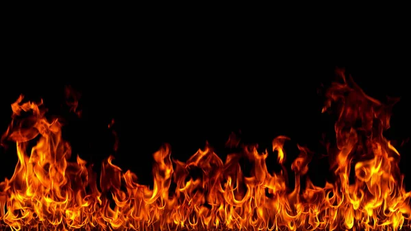 Fire flames on black background. — Stock Photo, Image