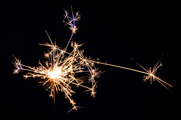 Christmas sparkler on black background. Bengal fire — Stock Photo, Image