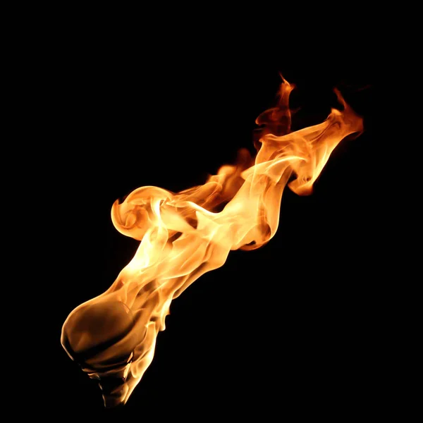 Fire flame isolated on black background — Stock Photo, Image