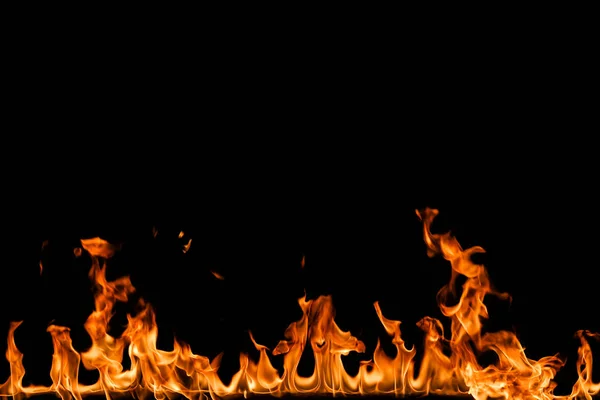 Fire flames on black background. — Stock Photo, Image