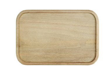 beyaz arka plan üzerinde izole ahşap plaka üst görünümü.