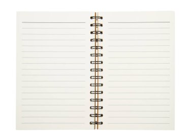 Boş açılan copybook şablonu beyaz arka planda izole