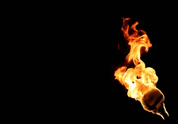 Fire flame isolated on black background — Stock Photo, Image