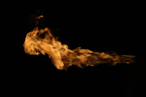 Fire flames on black background. — Stock Photo, Image