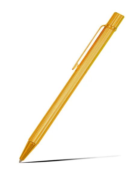 Zlaté pero izolovaných na bílém pozadí. — Stock fotografie