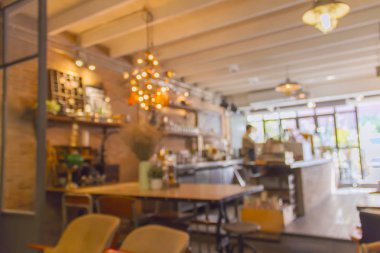 Vintage sesleri, kahve dükkanı ile yapılan arka plan bulanık bulanıklık arka