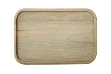 beyaz arka plan üzerinde izole ahşap plaka üst görünümü.