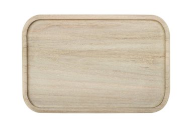 beyaz arka plan üzerinde izole ahşap plaka üst görünümü.